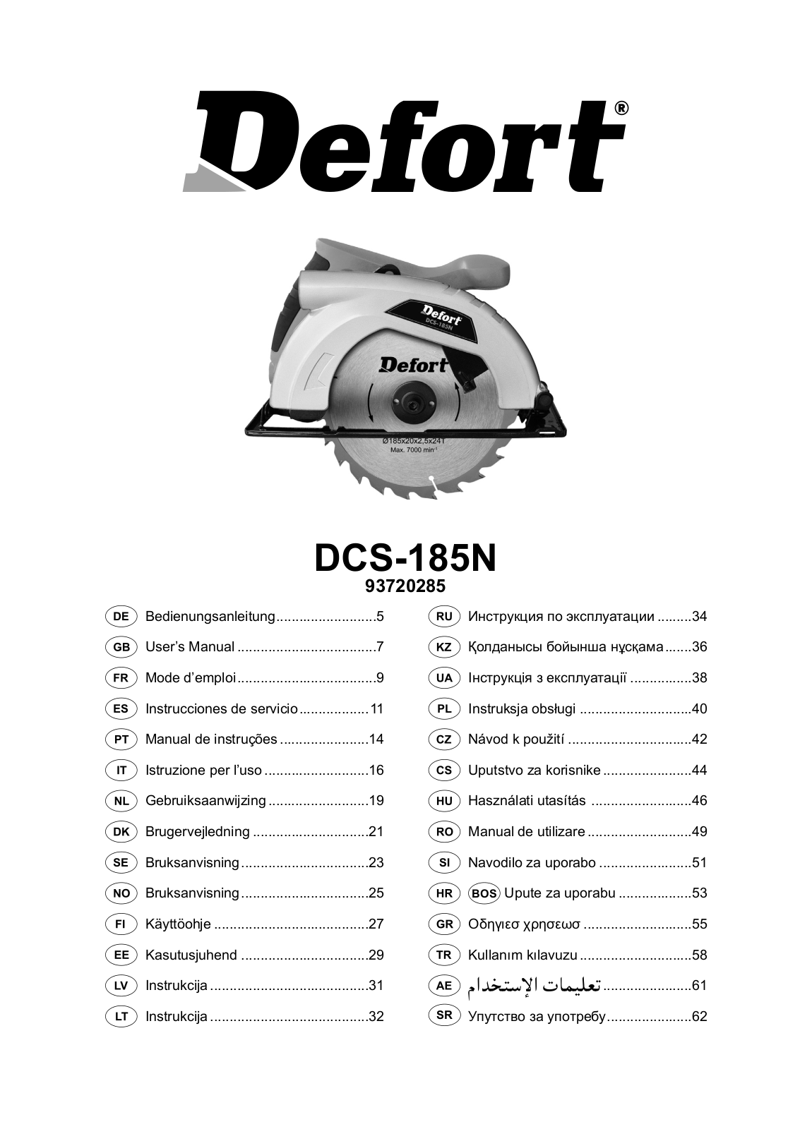 Defort DCS-185N User Manual