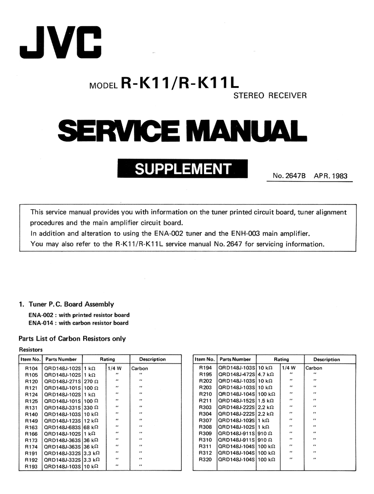 JVC RK-11-L Service manual