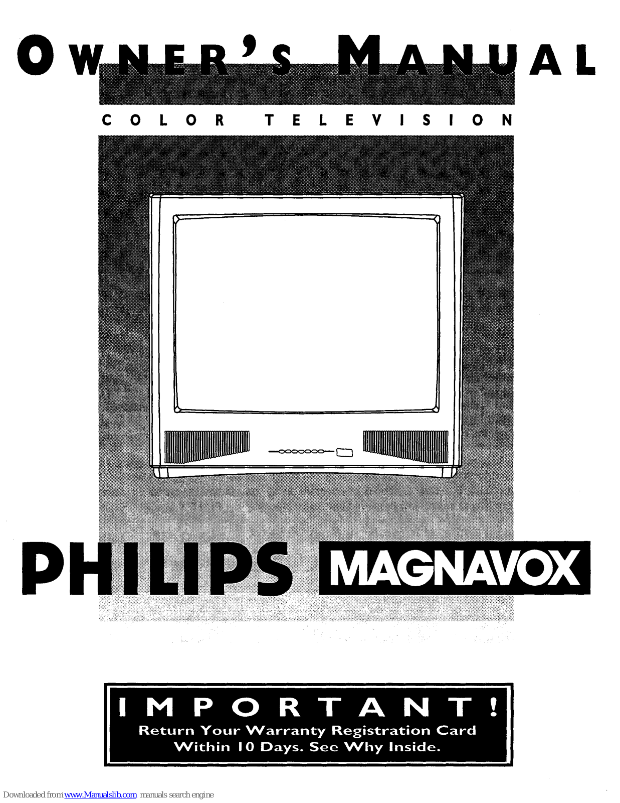 Philips COLOR TV 25 INCH TABLE TP2576C Owner's Manual