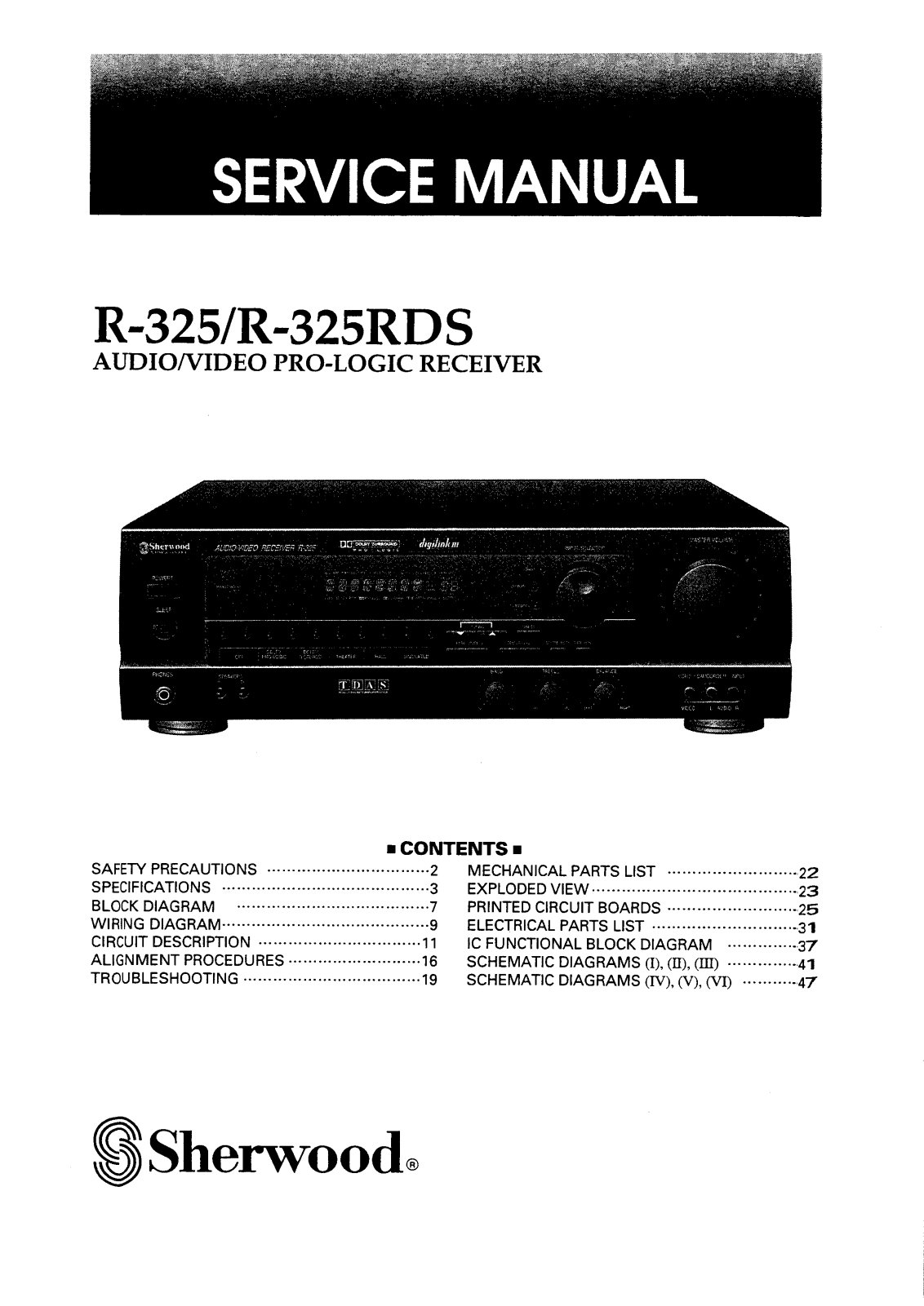 Sherwood R-325, R-325-RDS Service manual