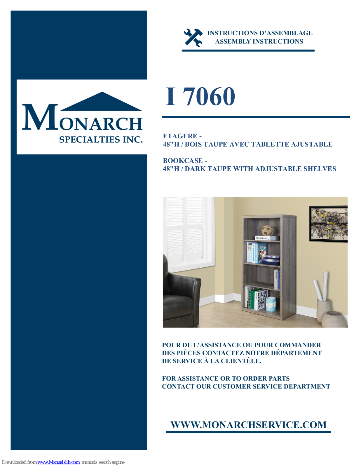 Monarch Specialties I 7060 Assembly Instructions Manual