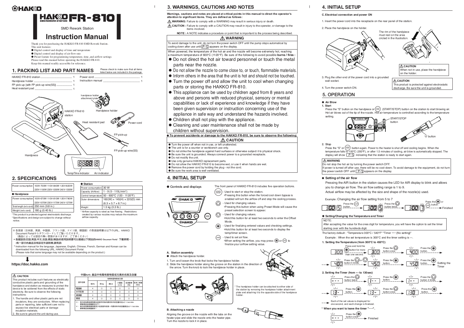 Hakko FR-810 User Manual