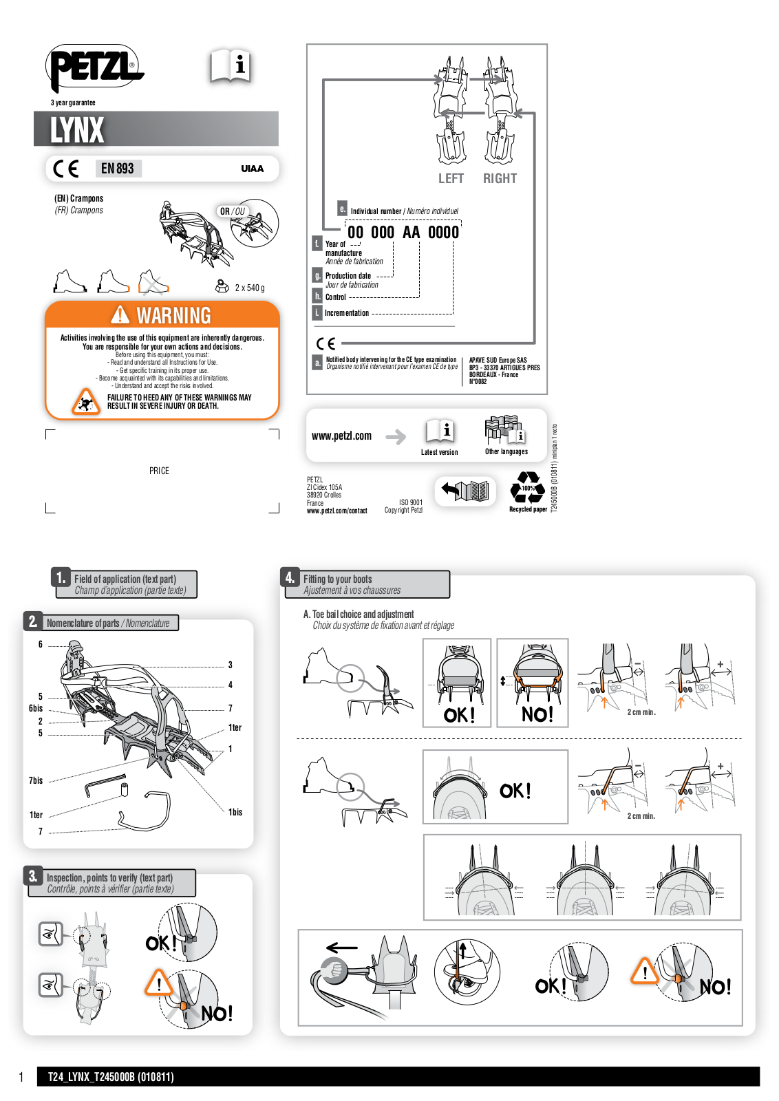 Petzl LYNX User Manual