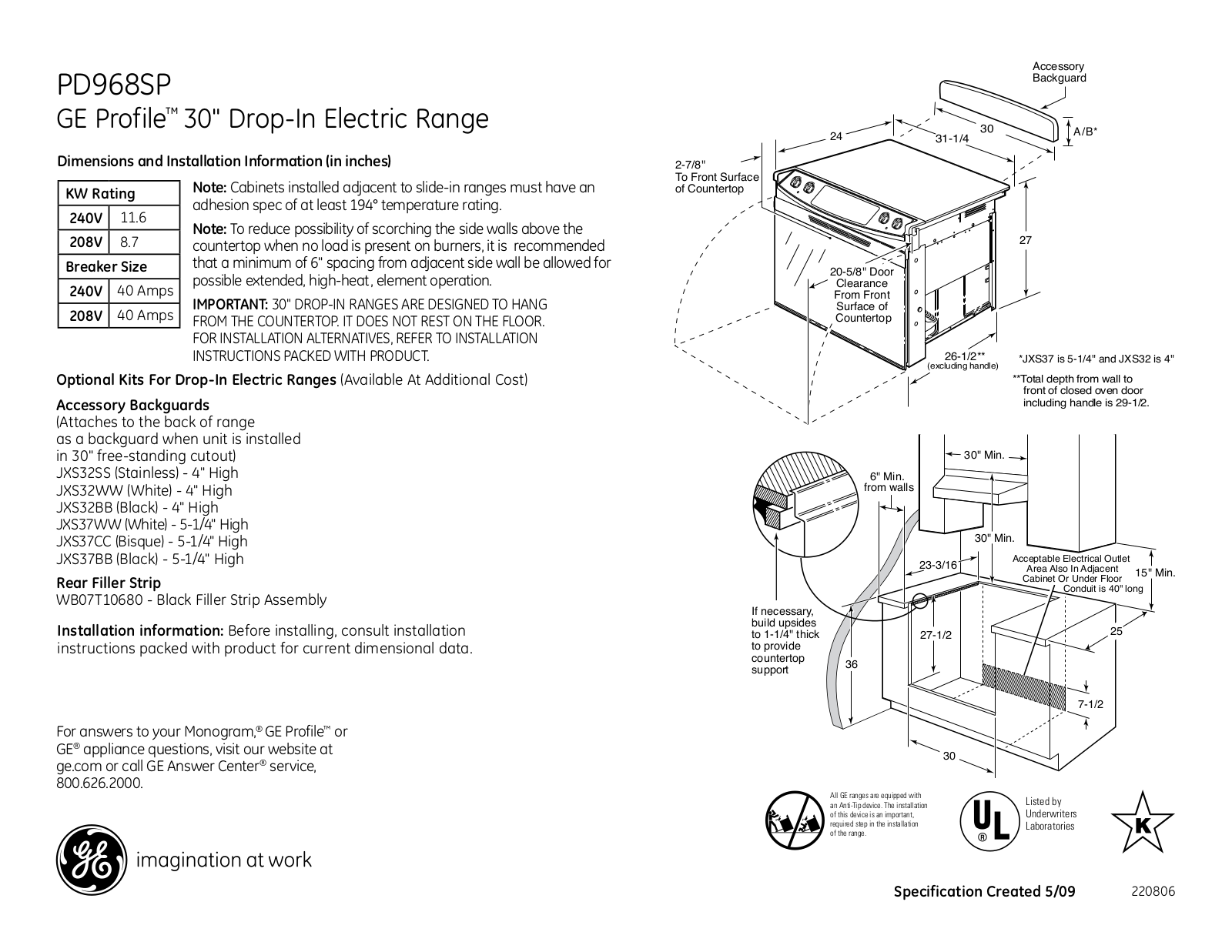 General Electric PD968SPSS User Manual