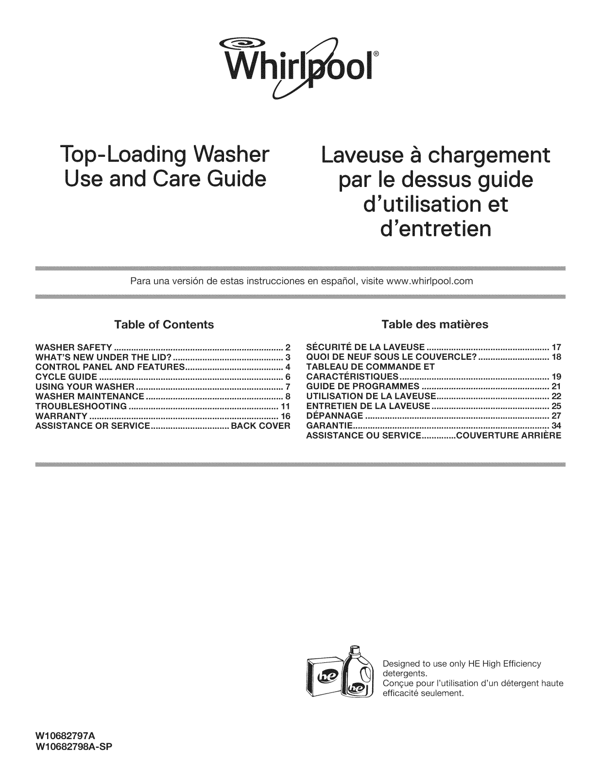 Whirlpool WTW4815EW1, WTW4810EW0 Owner’s Manual