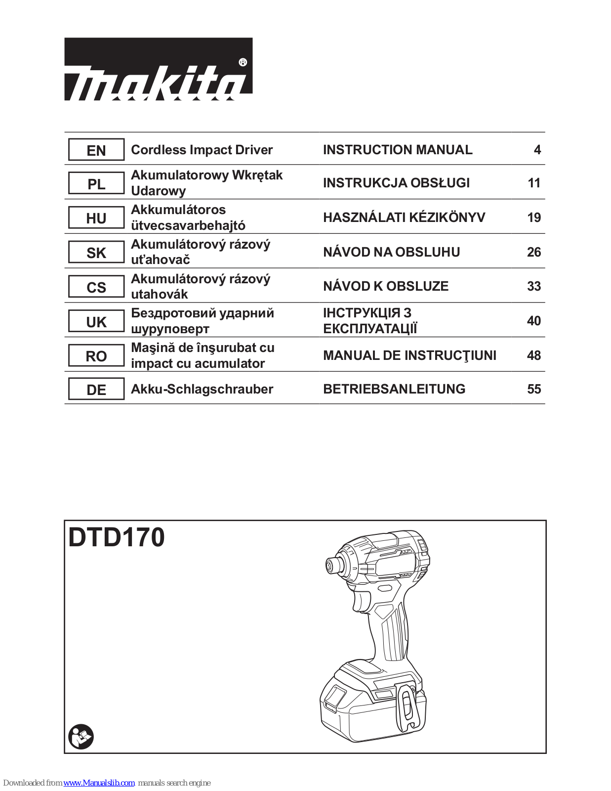 Makita DTD170 Instruction Manual