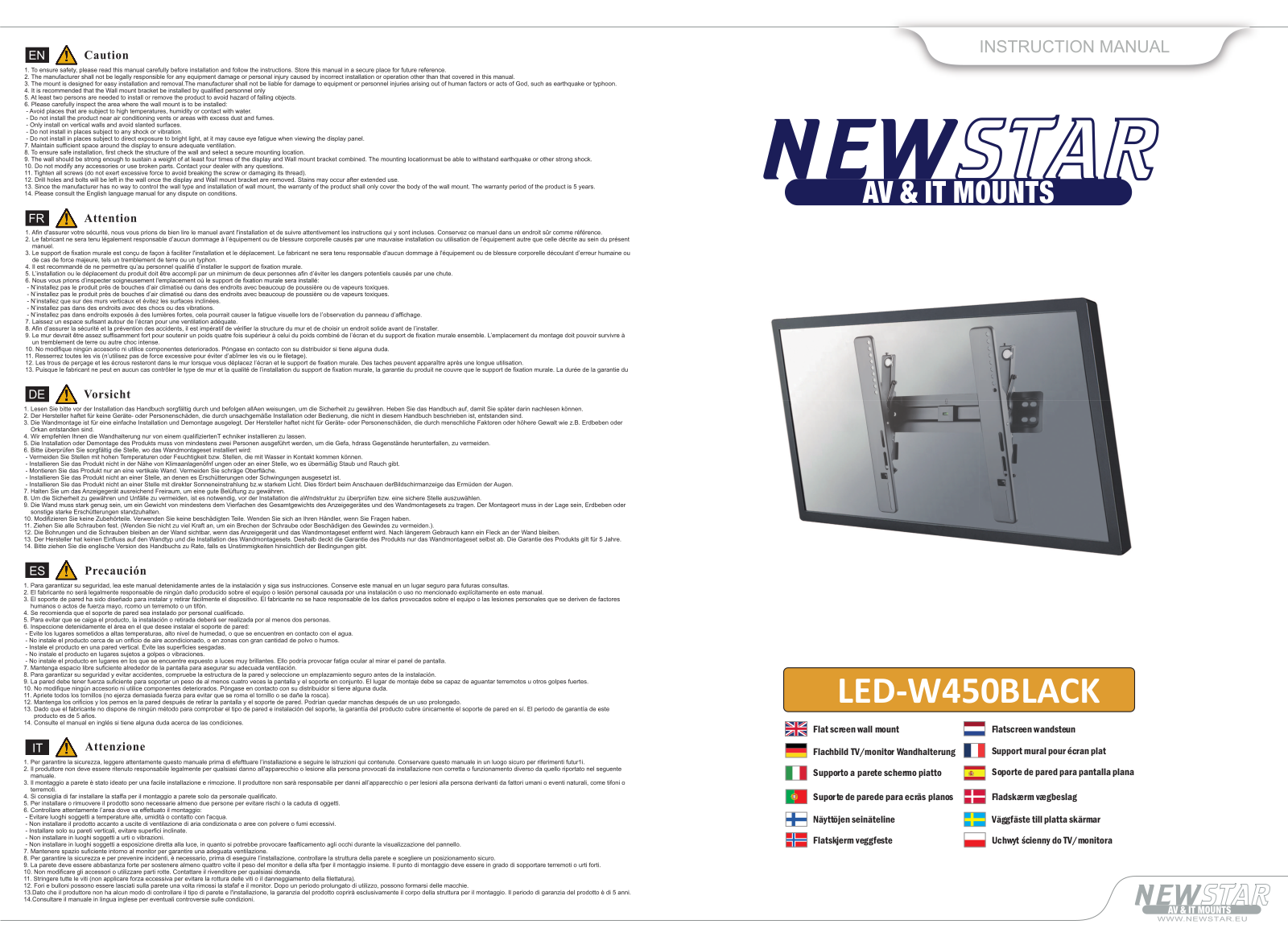 Newstar LED-W450BLACK User Manual