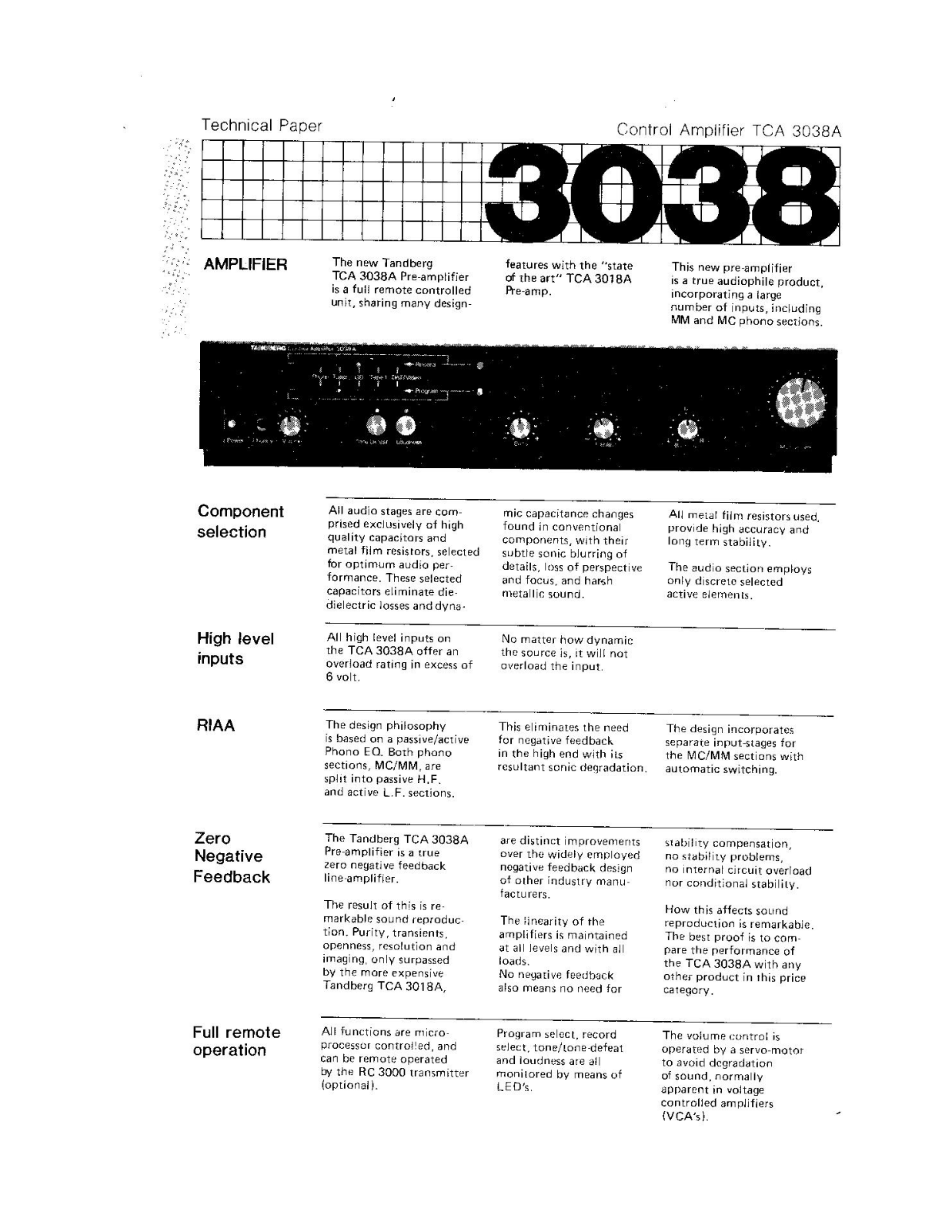 Tandberg TCA-3038-A Brochure