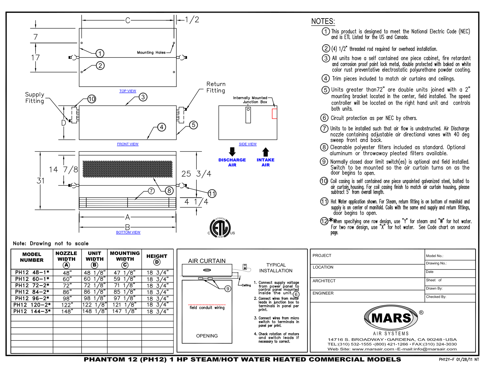 Mars Air PH12144-3 User Manual