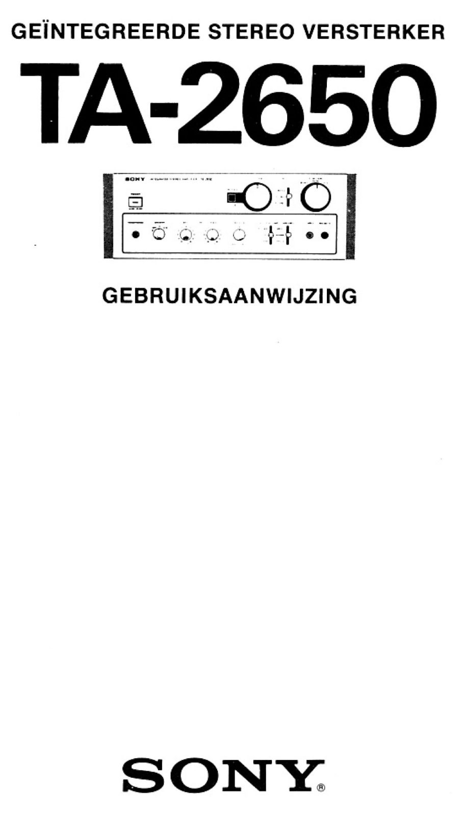 Sony TA-2650 Owners manual