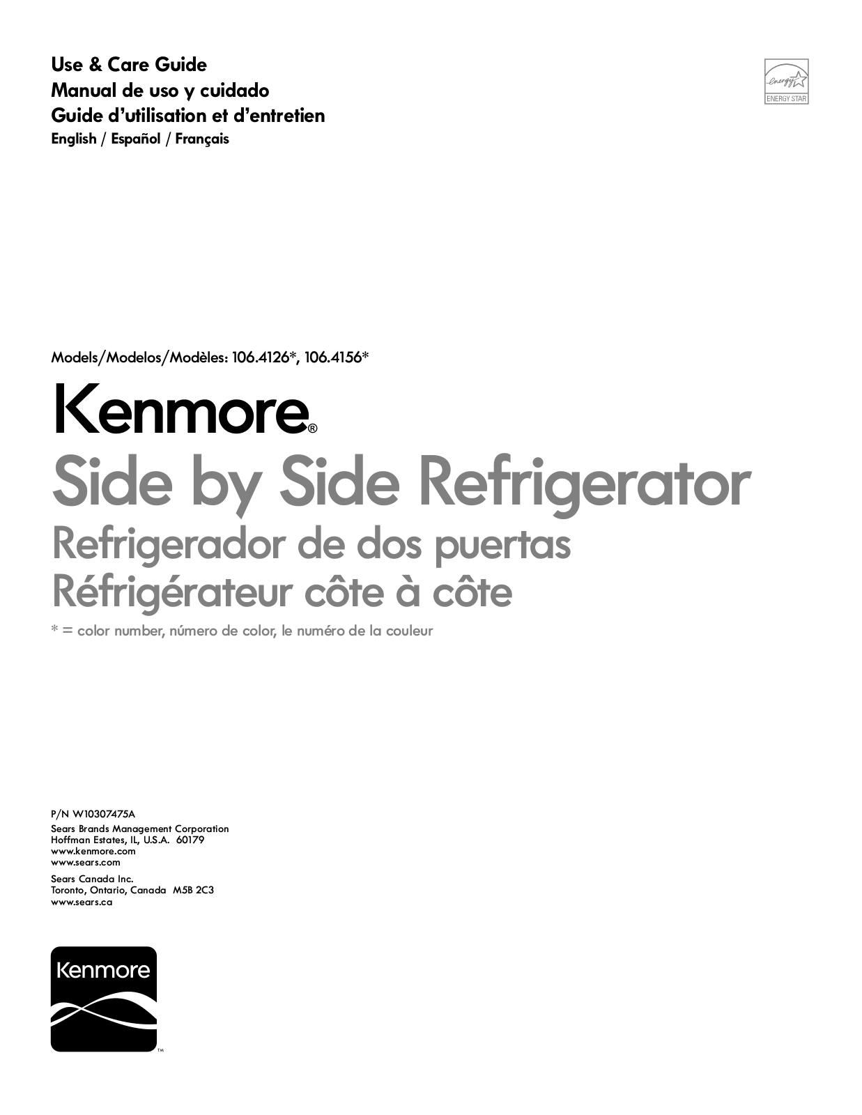 Kenmore 106.4126*, 106.4156* Owner's Manual