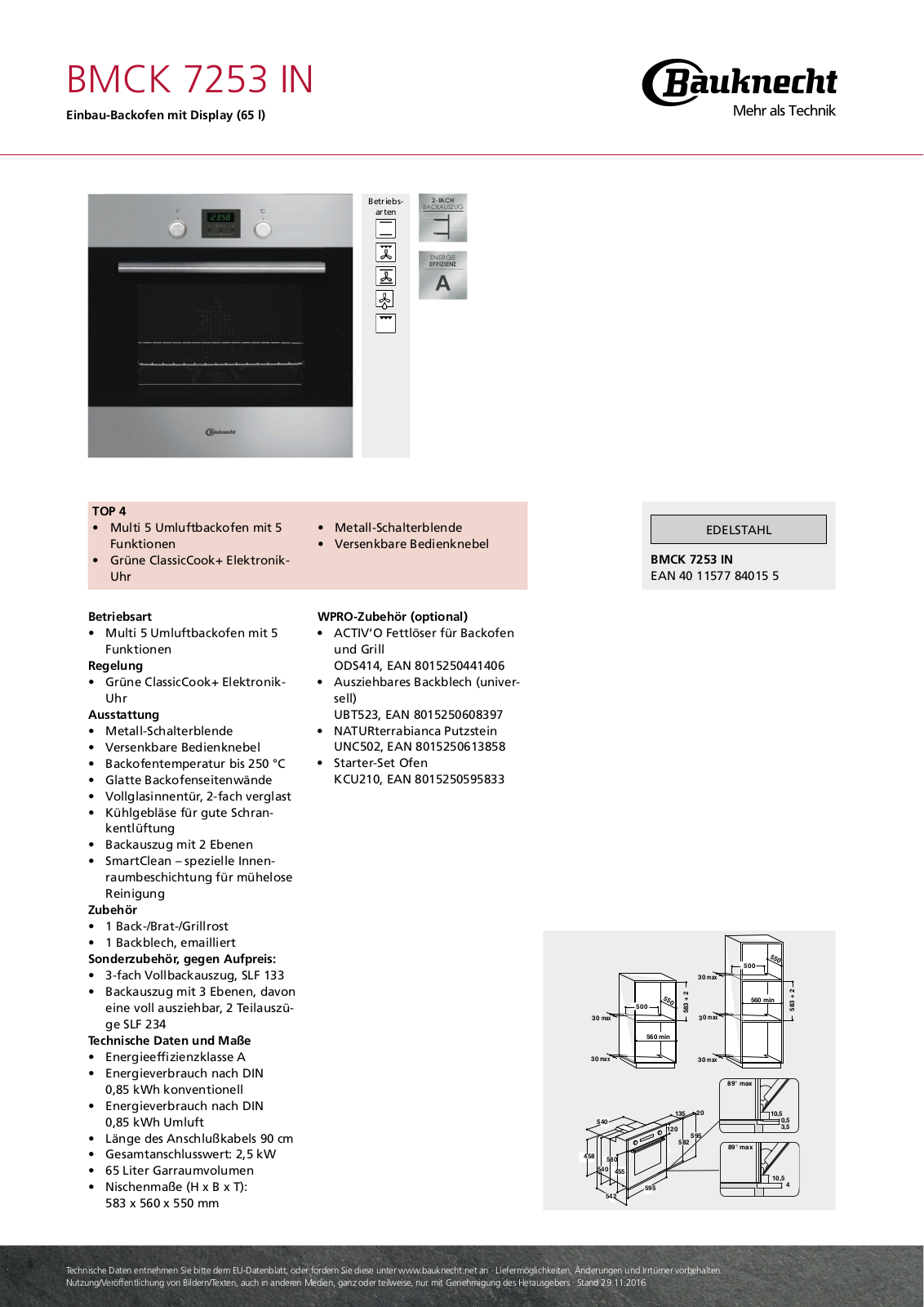 Bauknecht BMCK 7253 IN User Manual