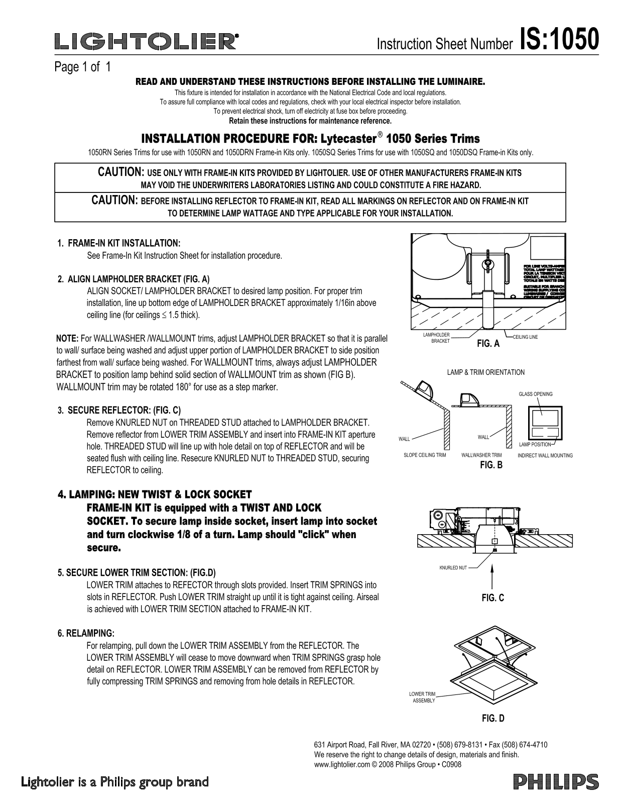 Lightolier 1050 User Manual