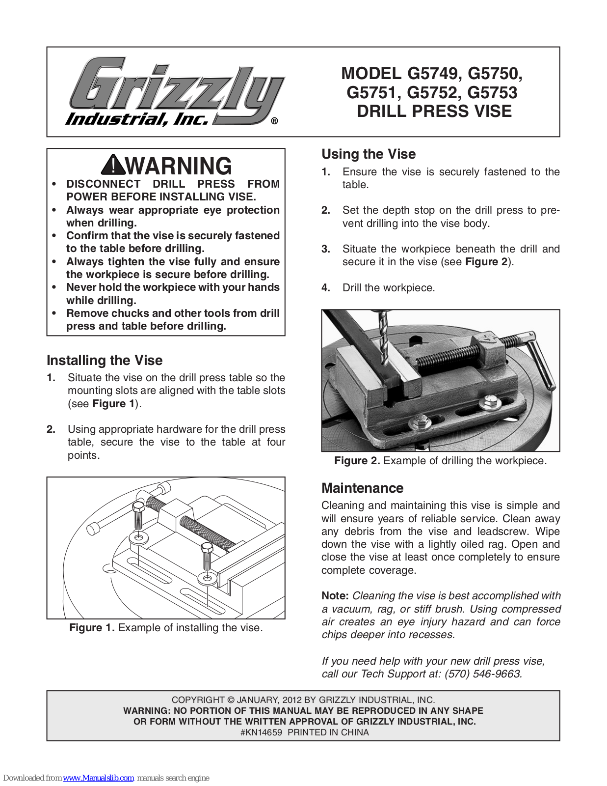 Grizzly G5750, G5751, G5752, G5753 Specifications - ManualMachine.com