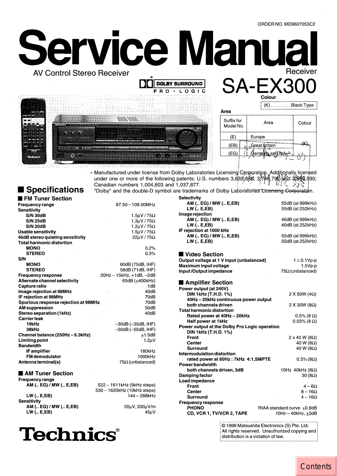 Technics SAEX-300 Service manual