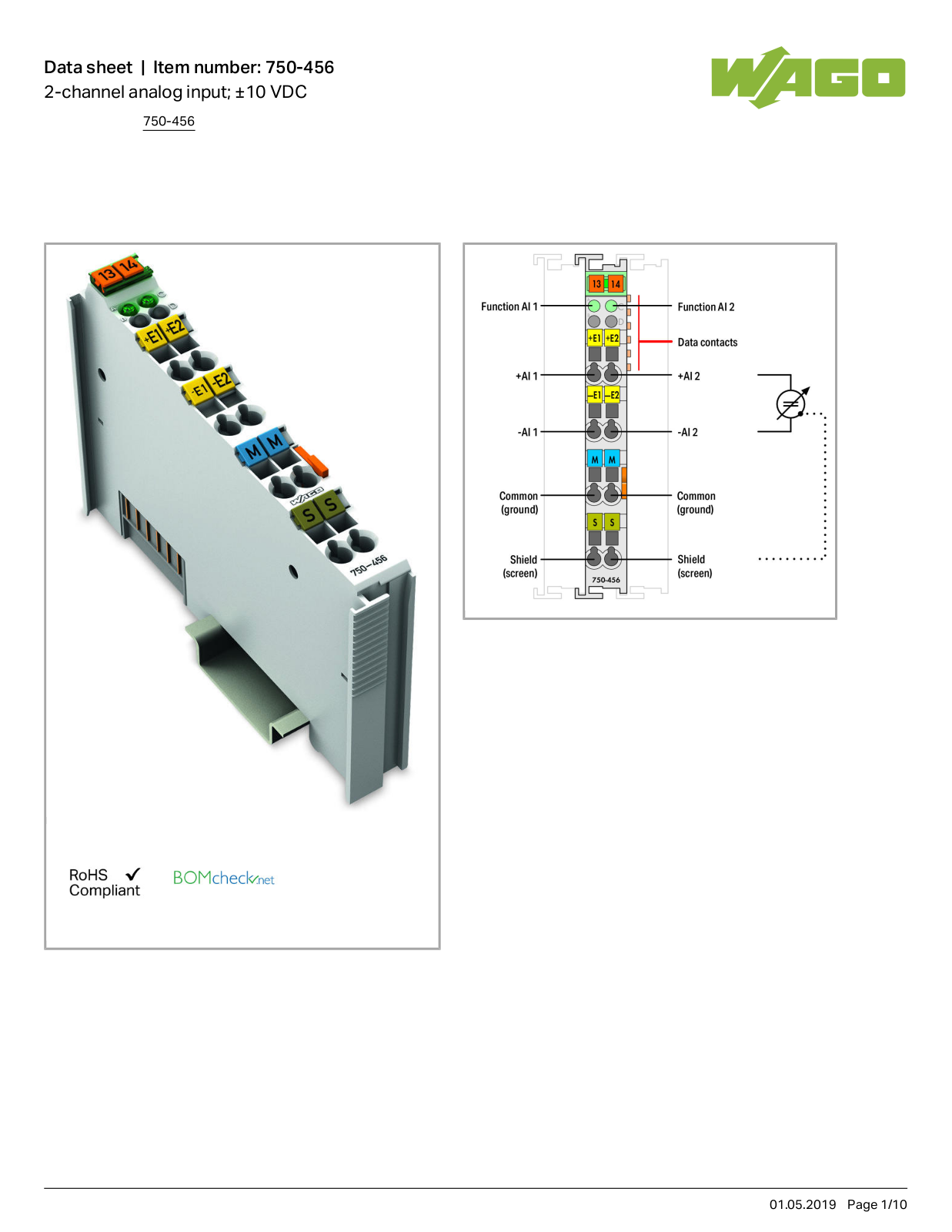 Wago 750-456 Data Sheet