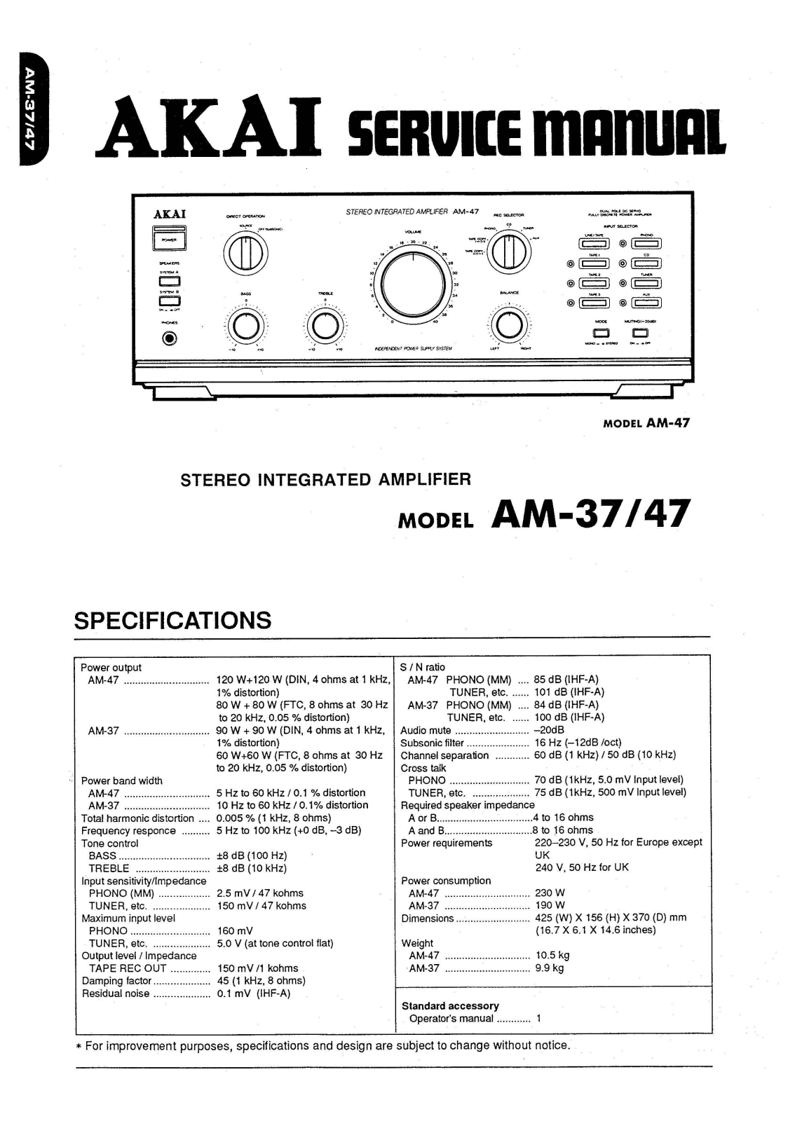 Akai AM-37, AM-47 Service manual