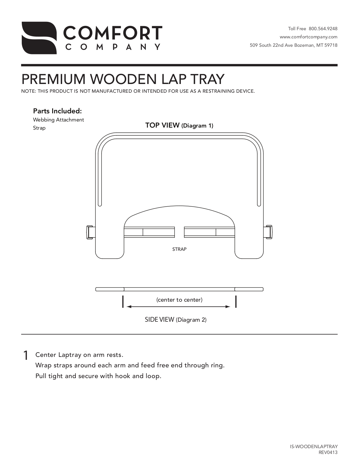 Comfort Company Wooden Lap Tray User Manual