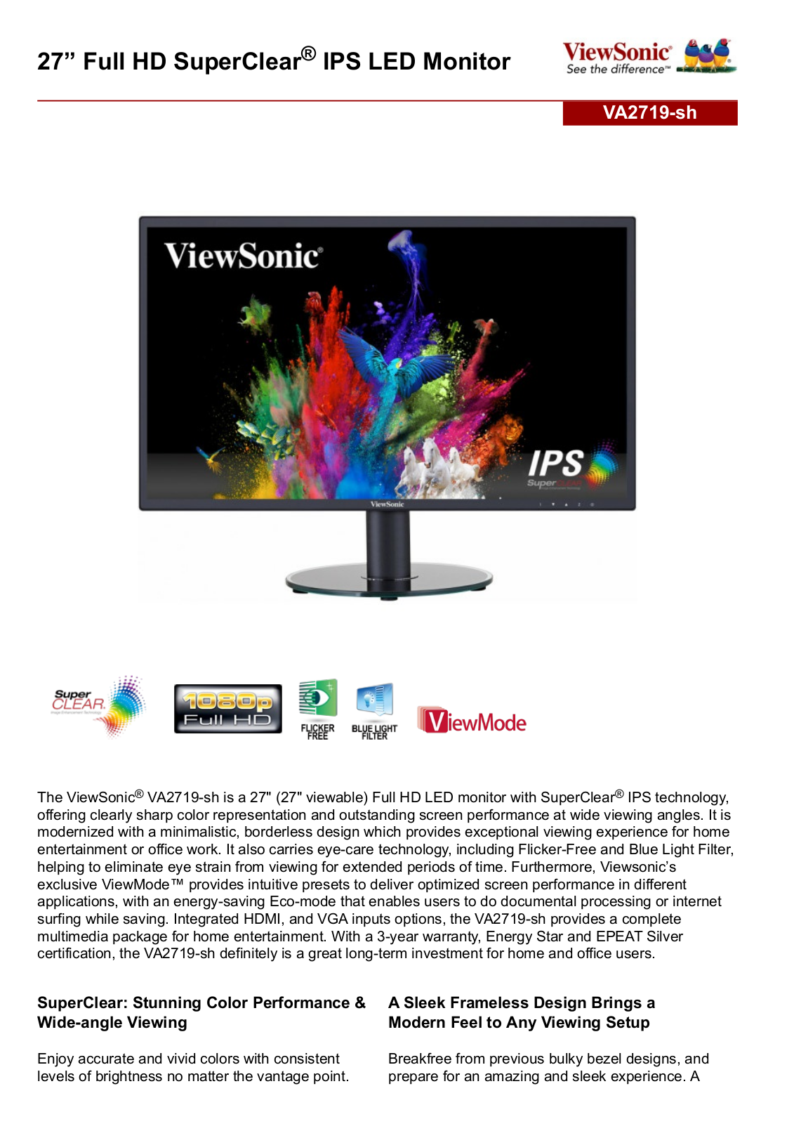 ViewSonic VA2719-sh User Manual