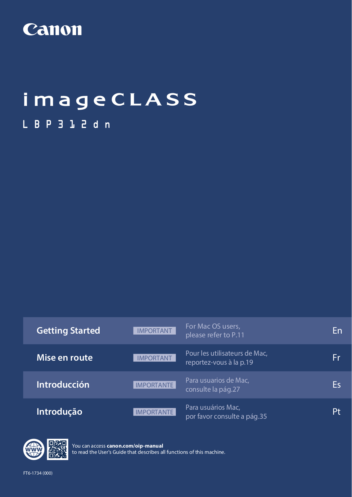 Canon imageCLASS LBP312dn Getting Started