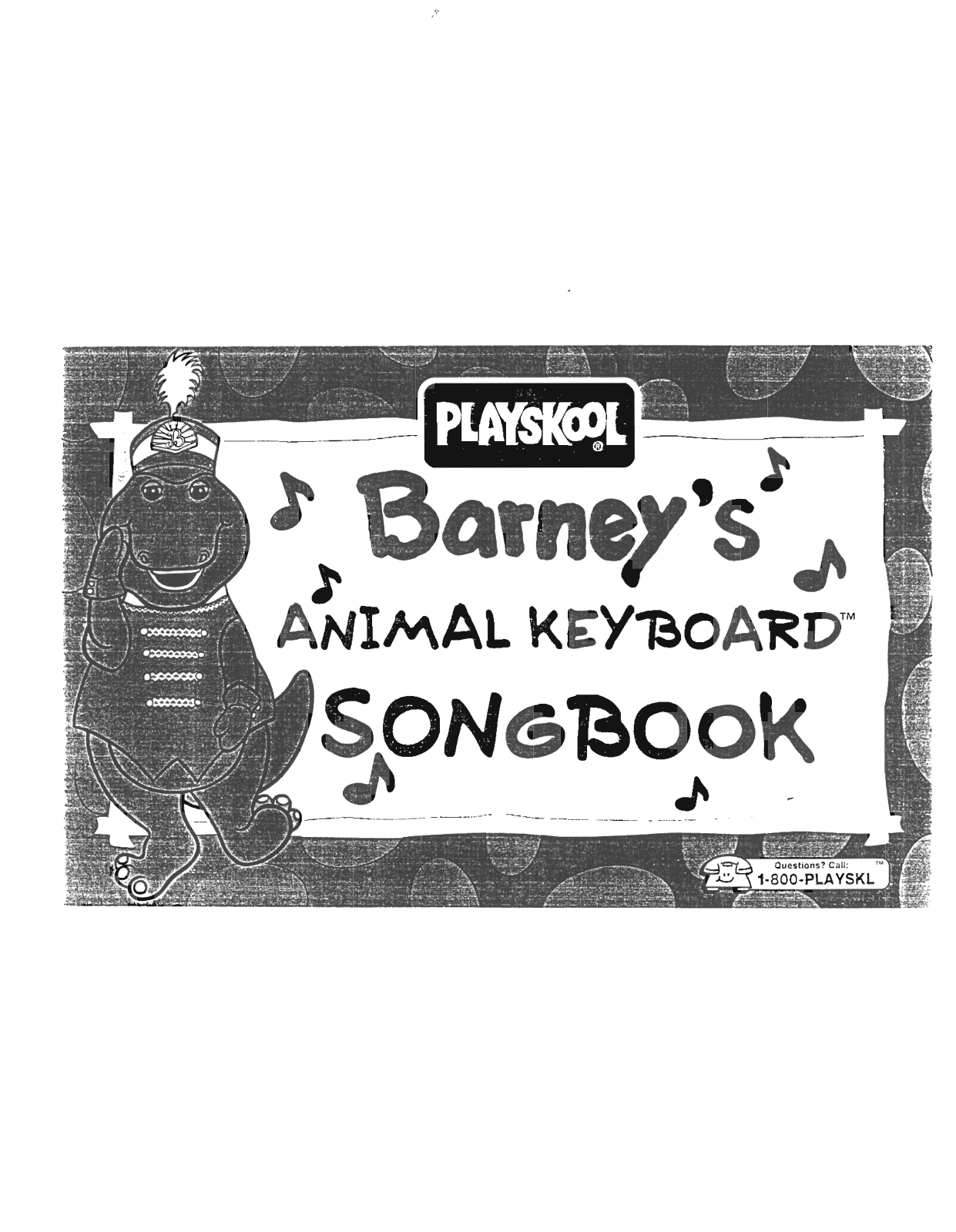 HASBRO Barney's Animal Keyboard Songbook User Manual