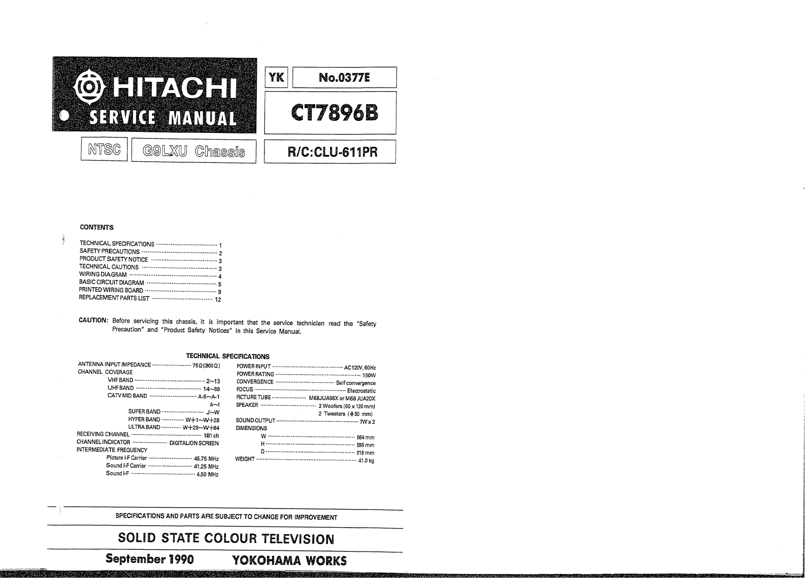 HITACHI CT7896B Service Manual