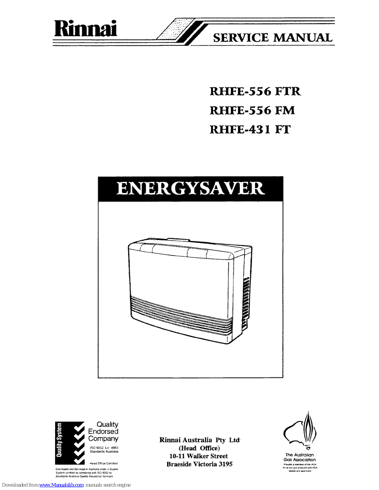 Rinnai RHFE-556 FTR, RHFE-556 FM, RHFE-431 FT Service Manual