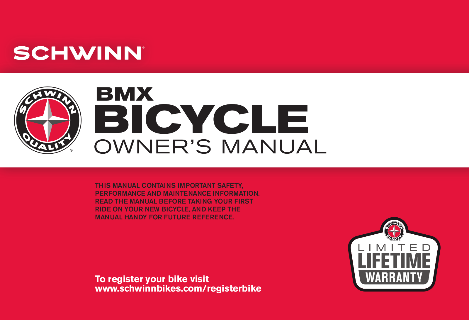 Schwinn BMX Bicycle Owner's Manual