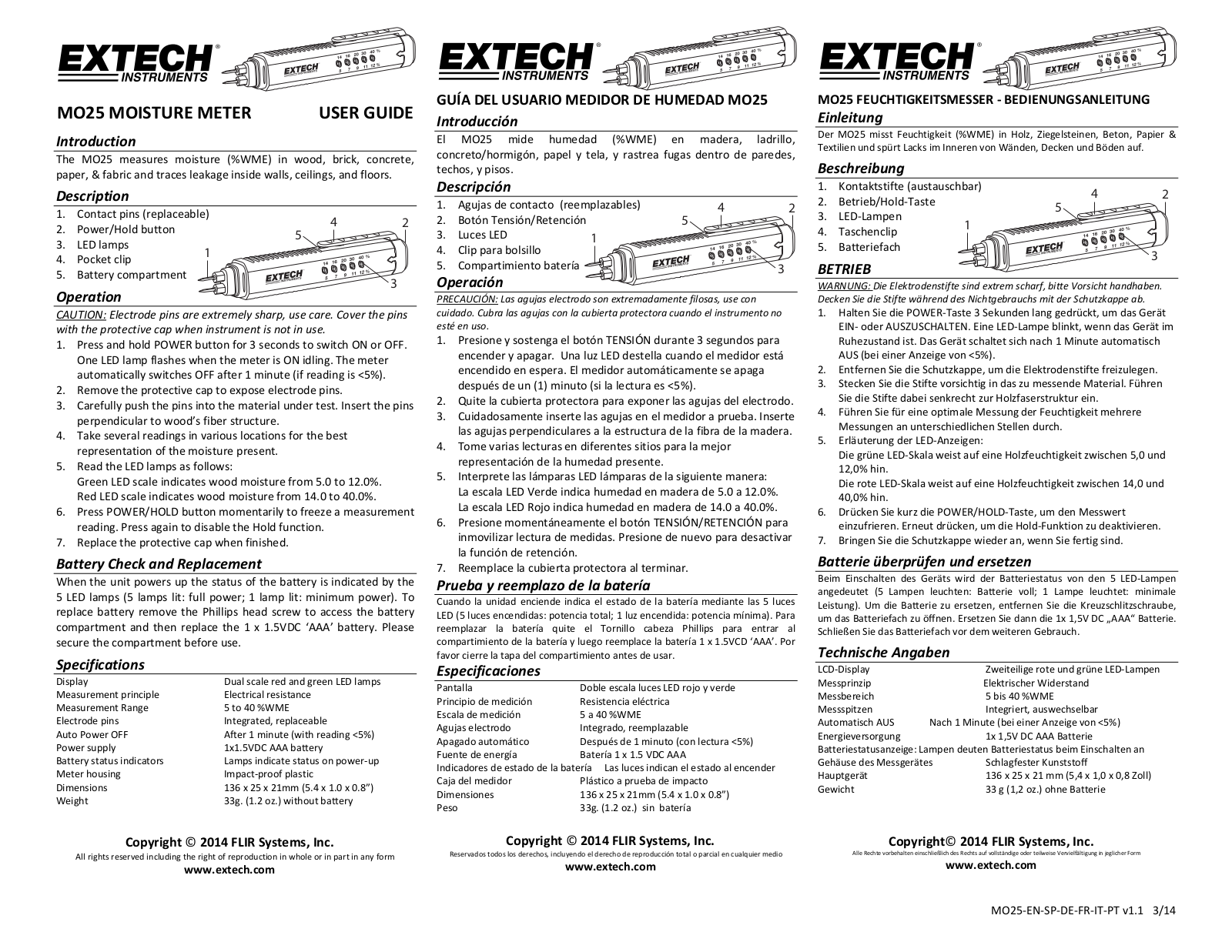 Extech MO25 User Manual