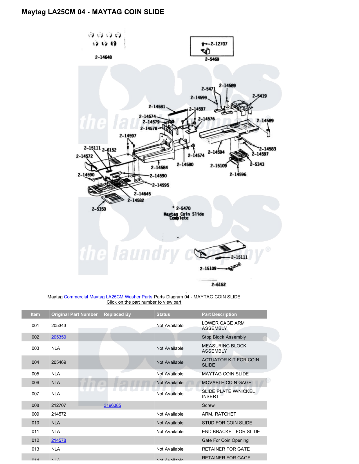 Maytag LA25CM Parts Diagram