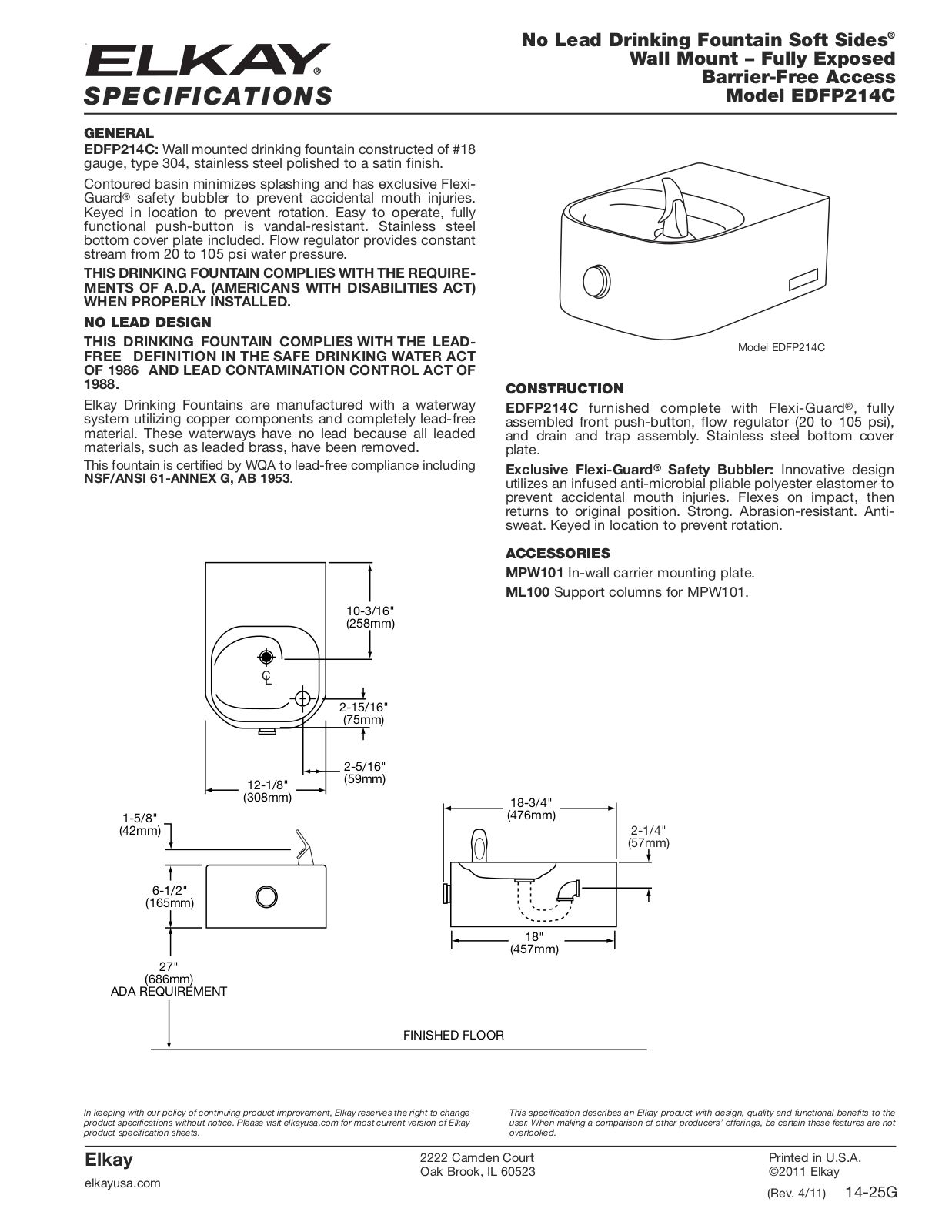 Elkay EDFP214C User Manual