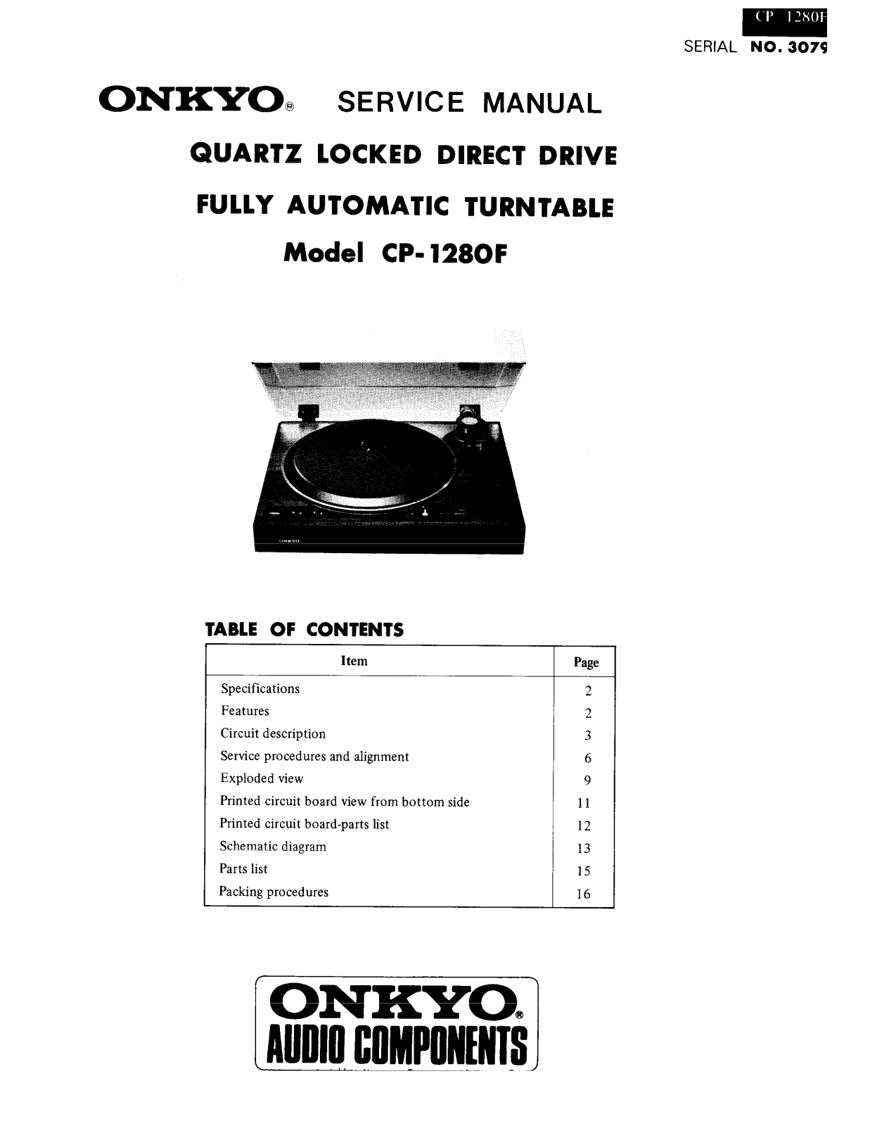 Onkyo CP-1280-F Service manual