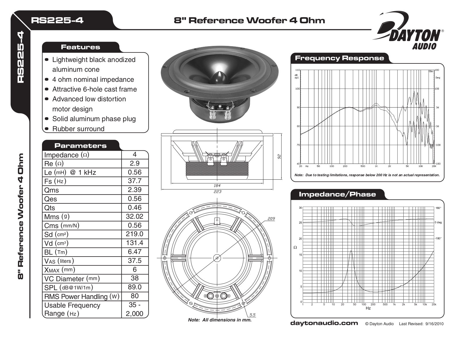 Dayton RS225-4 User Manual