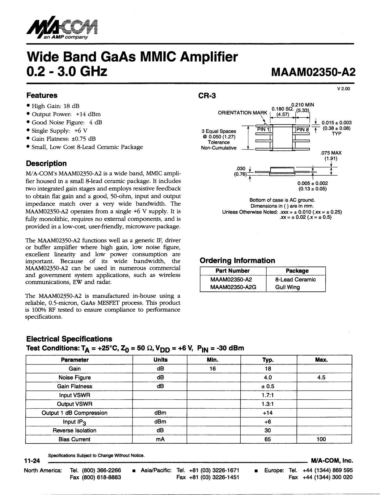 M A COM MAAM02350-A2G, MAAM02350-A2 Datasheet