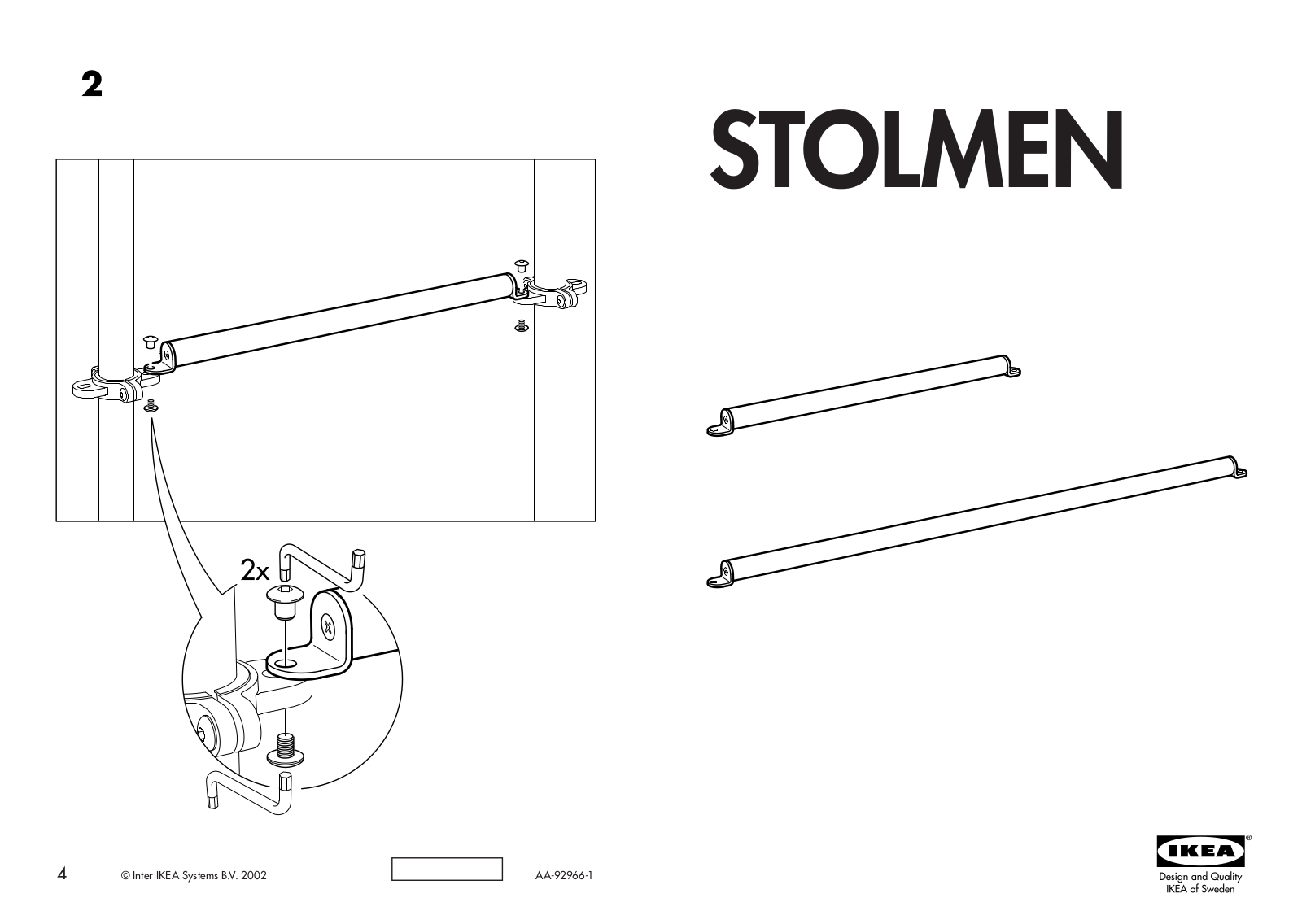 IKEA STOLMEN CLOTHES RAIL 43 14, STOLMEN CLOTHES RAIL 21 58 Assembly Instruction