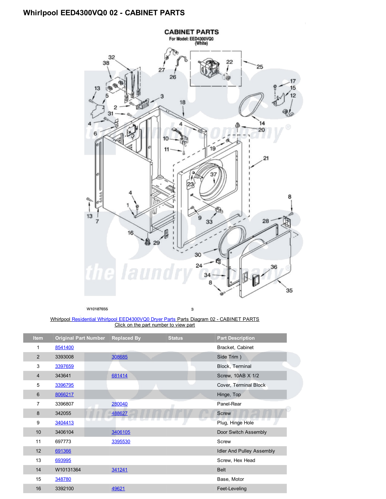 Whirlpool EED4300VQ0 Parts Diagram