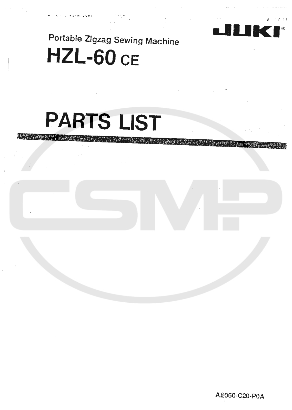 Juki HZL60CE Parts Book