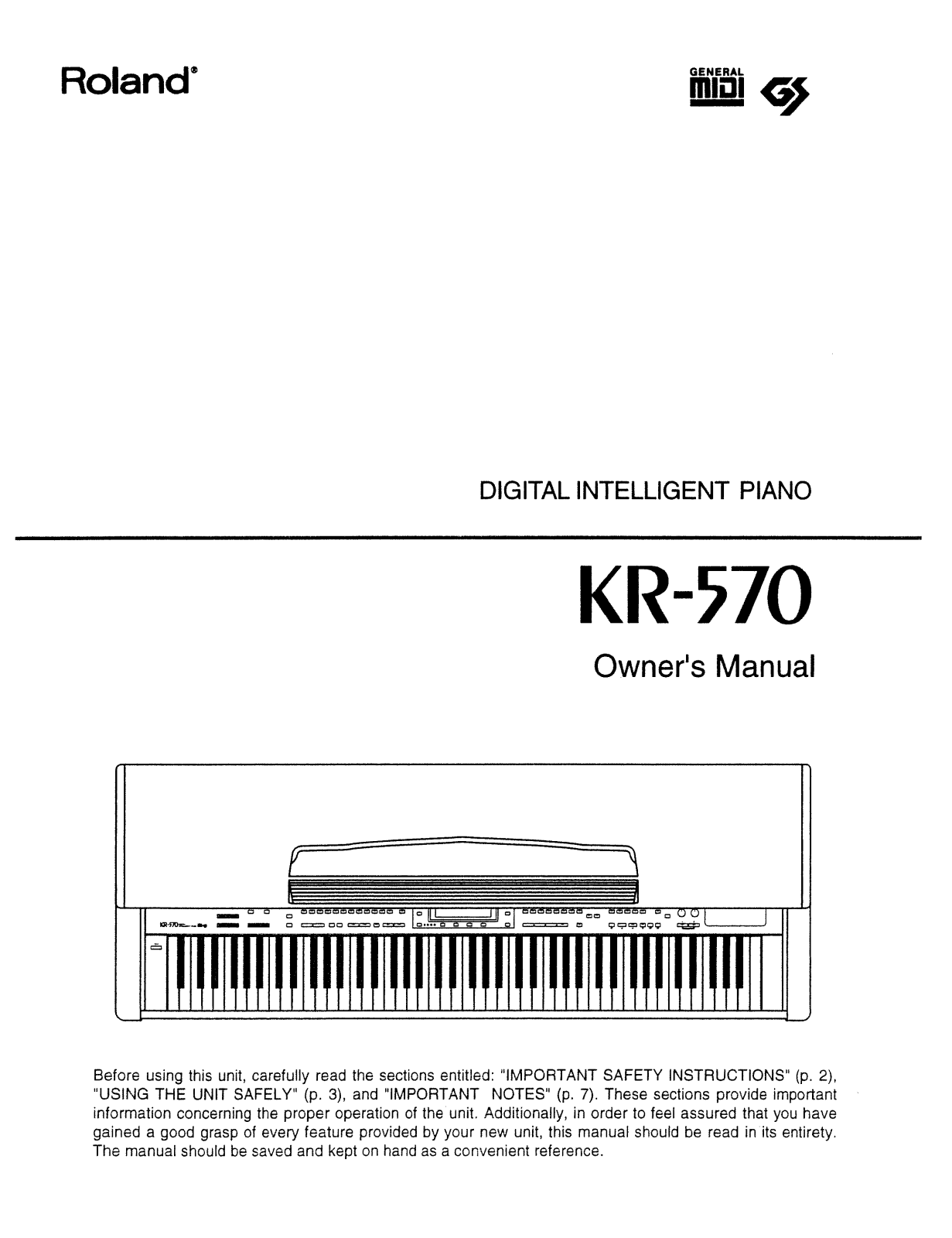 Roland Corporation KR-570 Owner's Manual