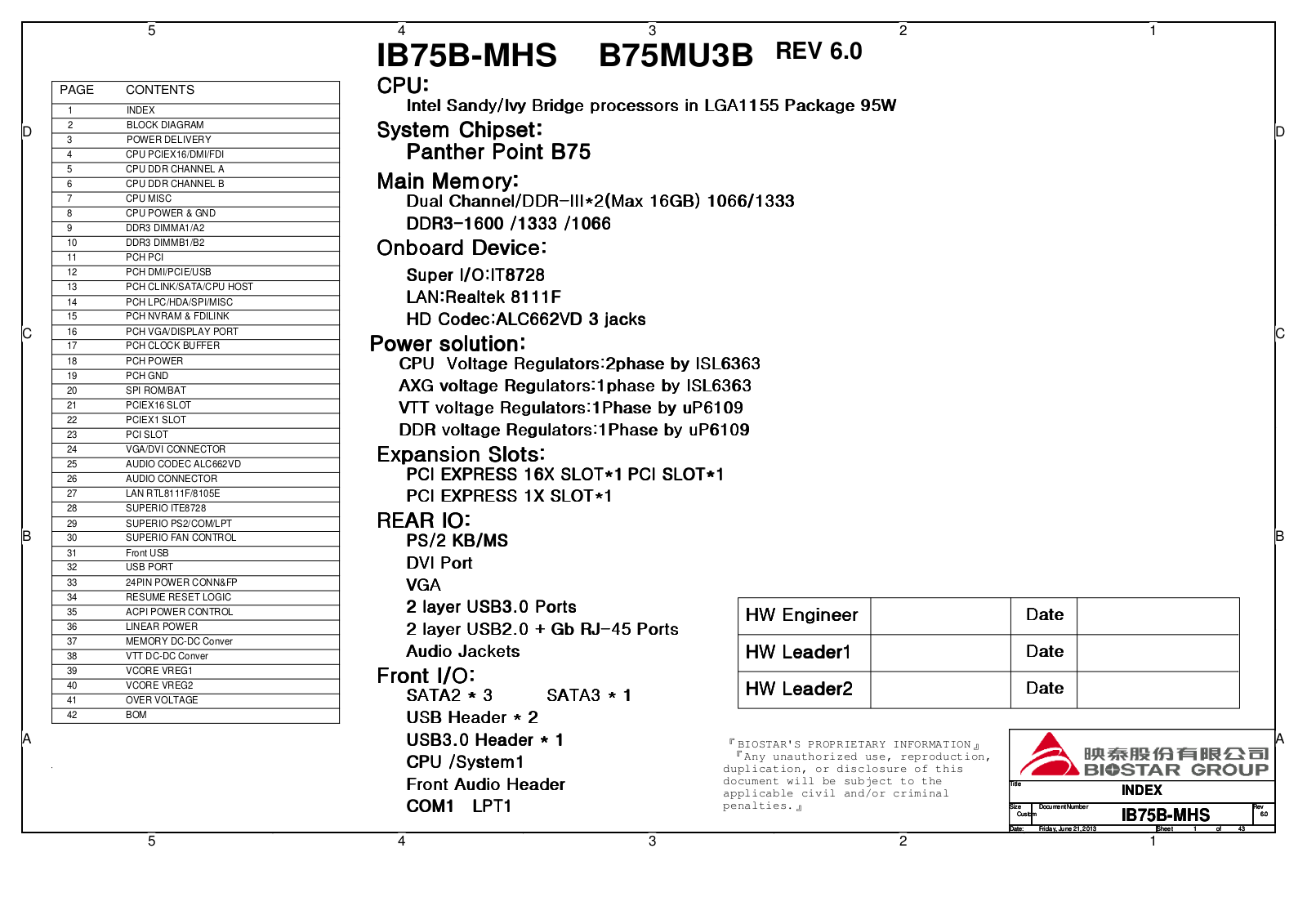 Biostar IB75B-MHS Schematics