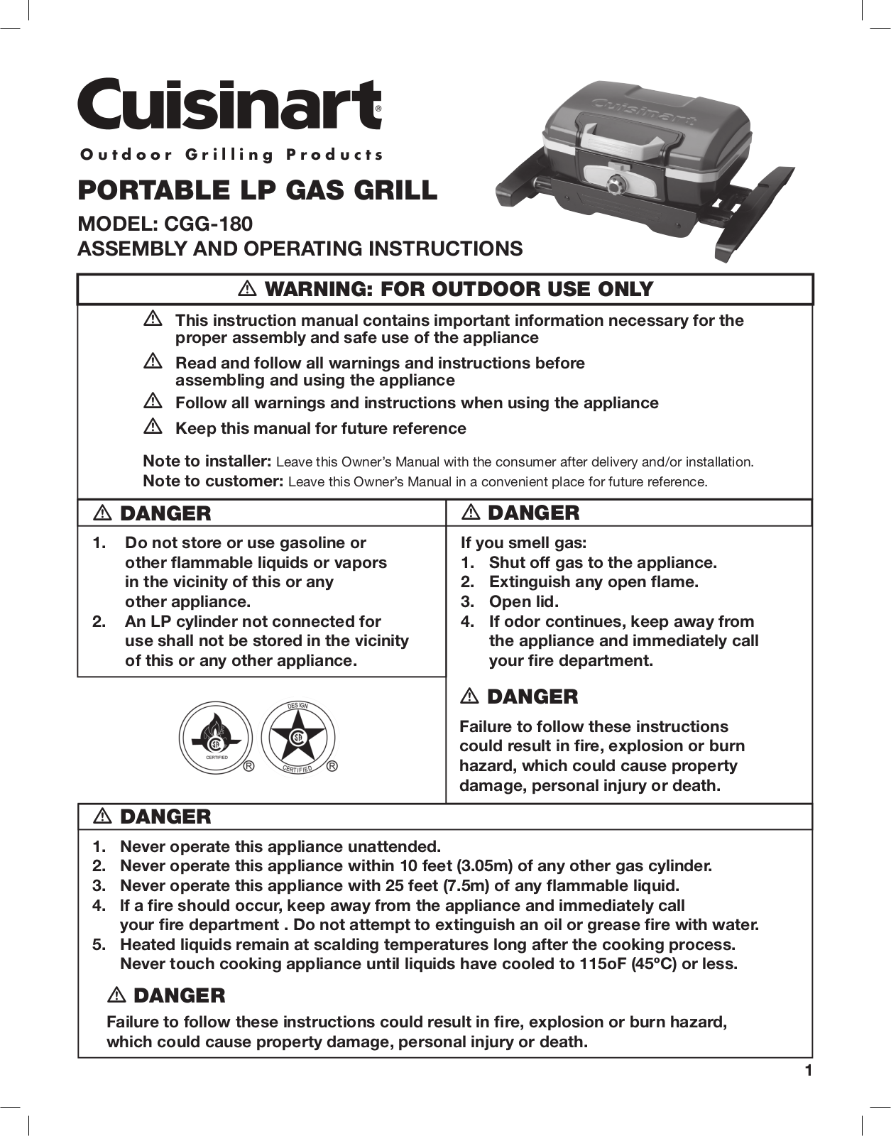 Cuisinart CGG-180 User Manual