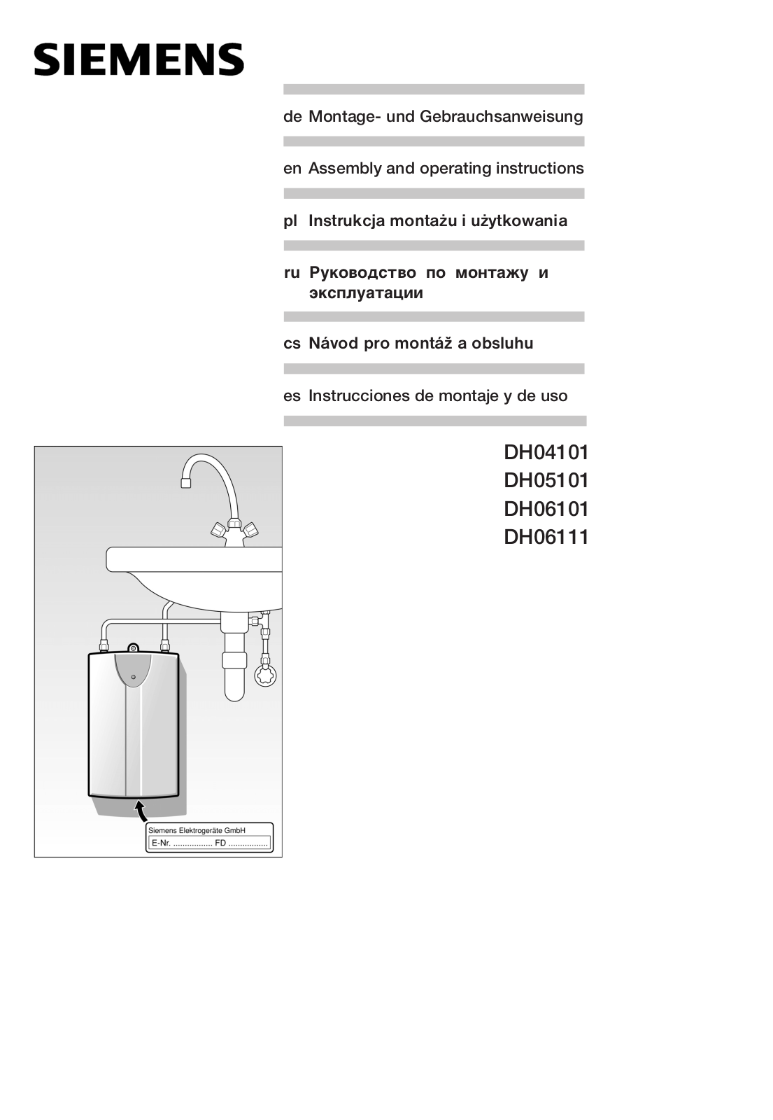 Siemens DH04101 User Manual