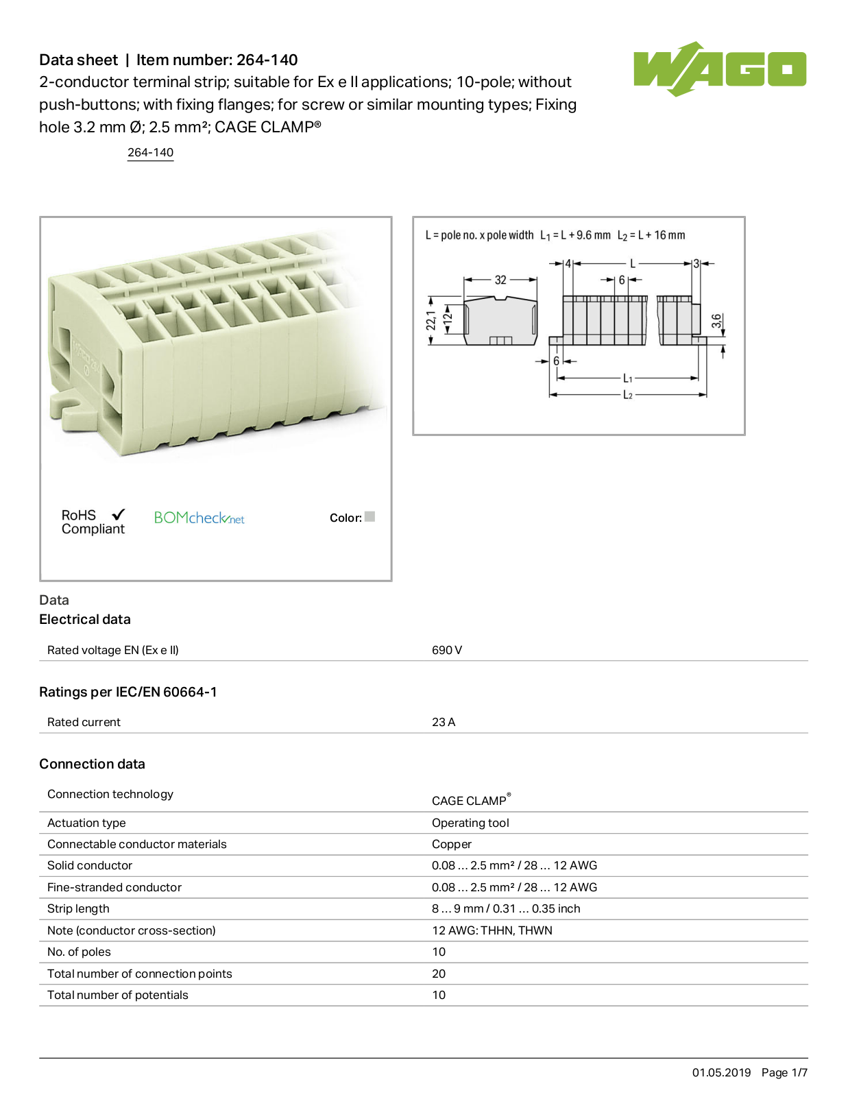 Wago 264-140 Data Sheet