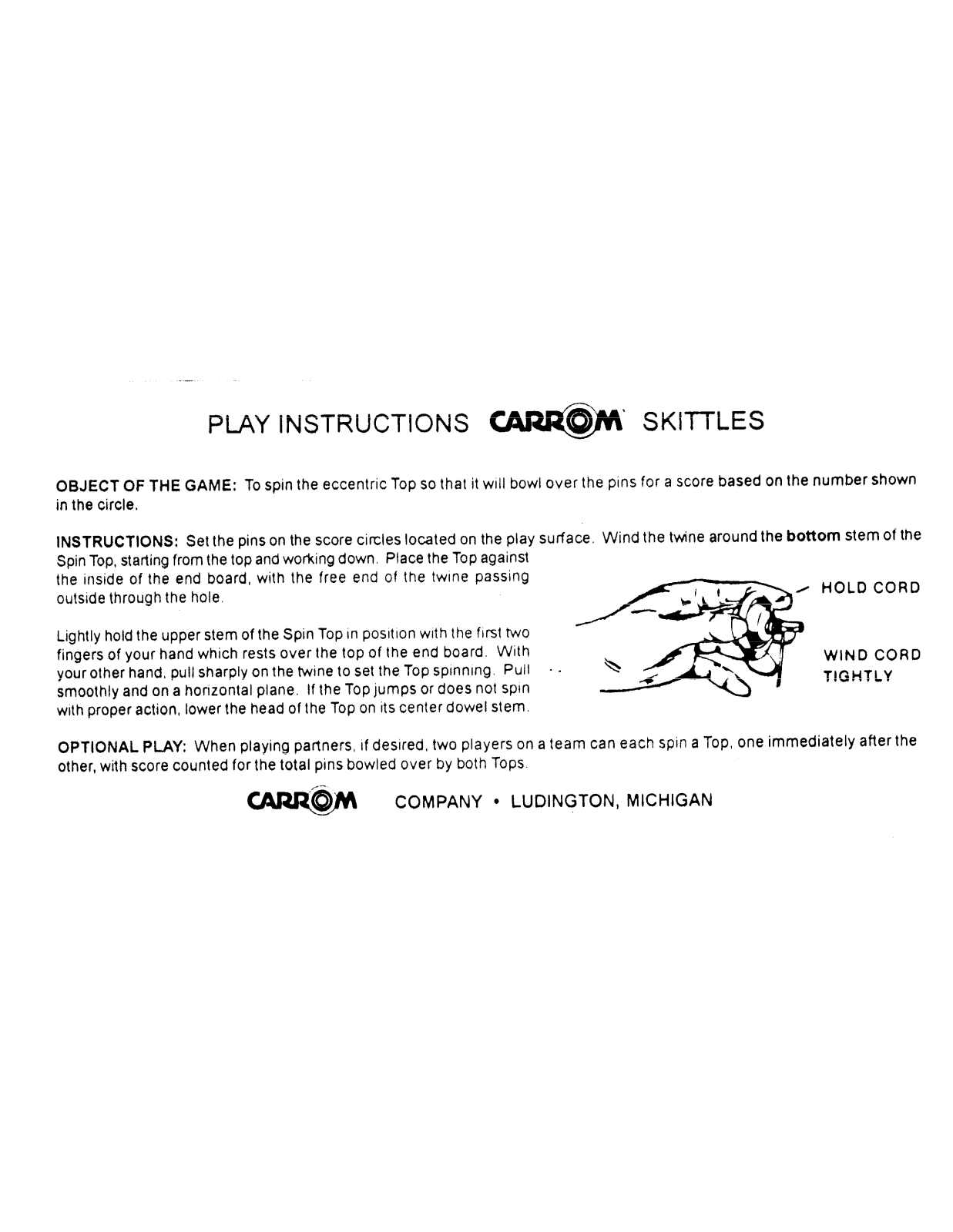 Carrom SKITTLES User Manual