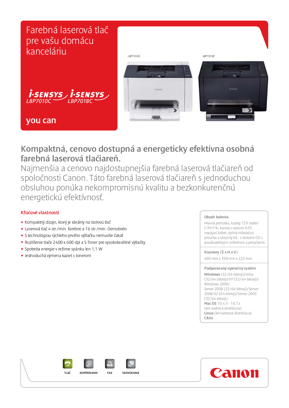 Canon I-SENSYS LBP7010C, I-SENSYS LBP7018C BROCHURE