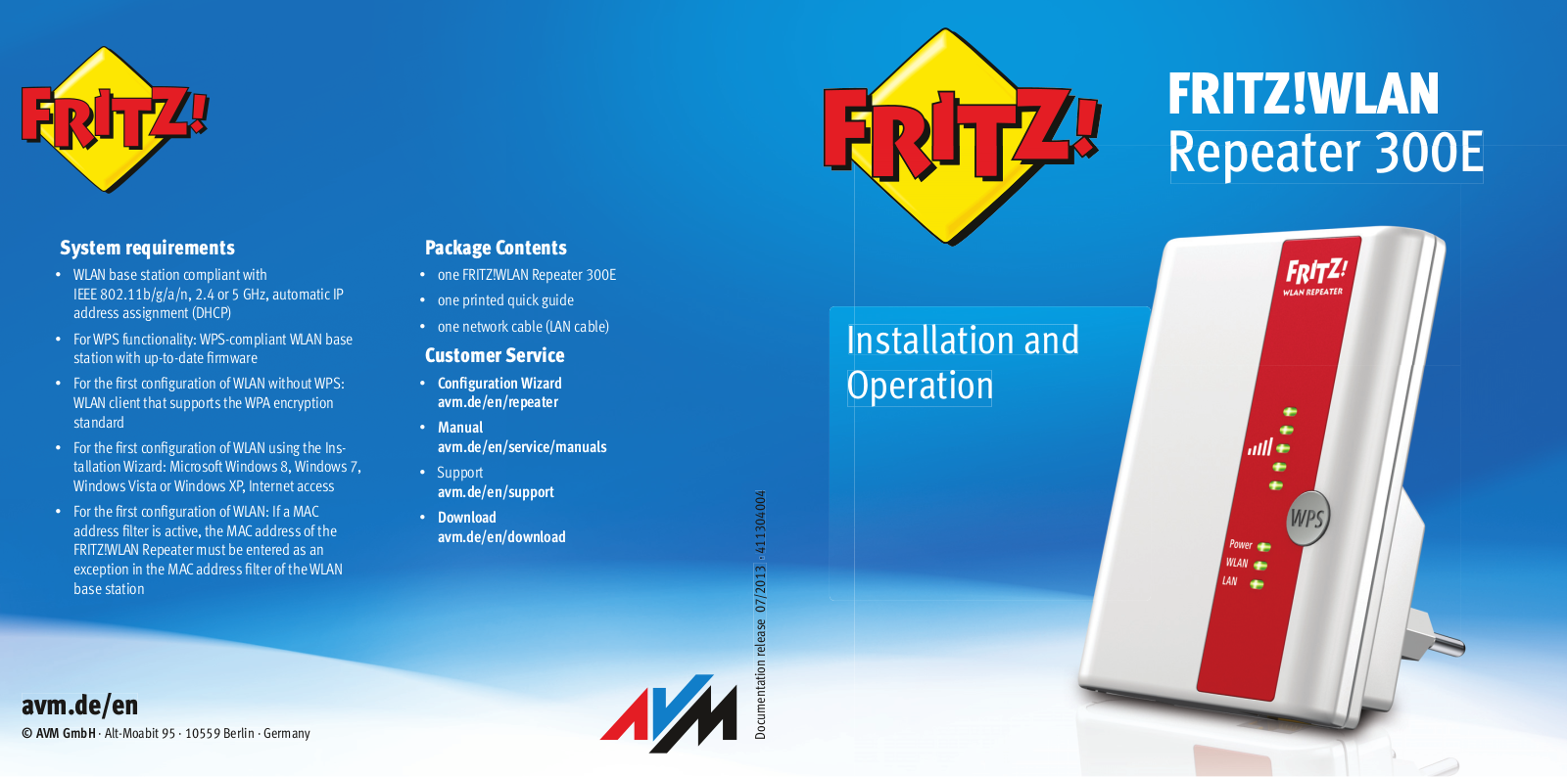 Fritz! 300E Installation And Operation Manual