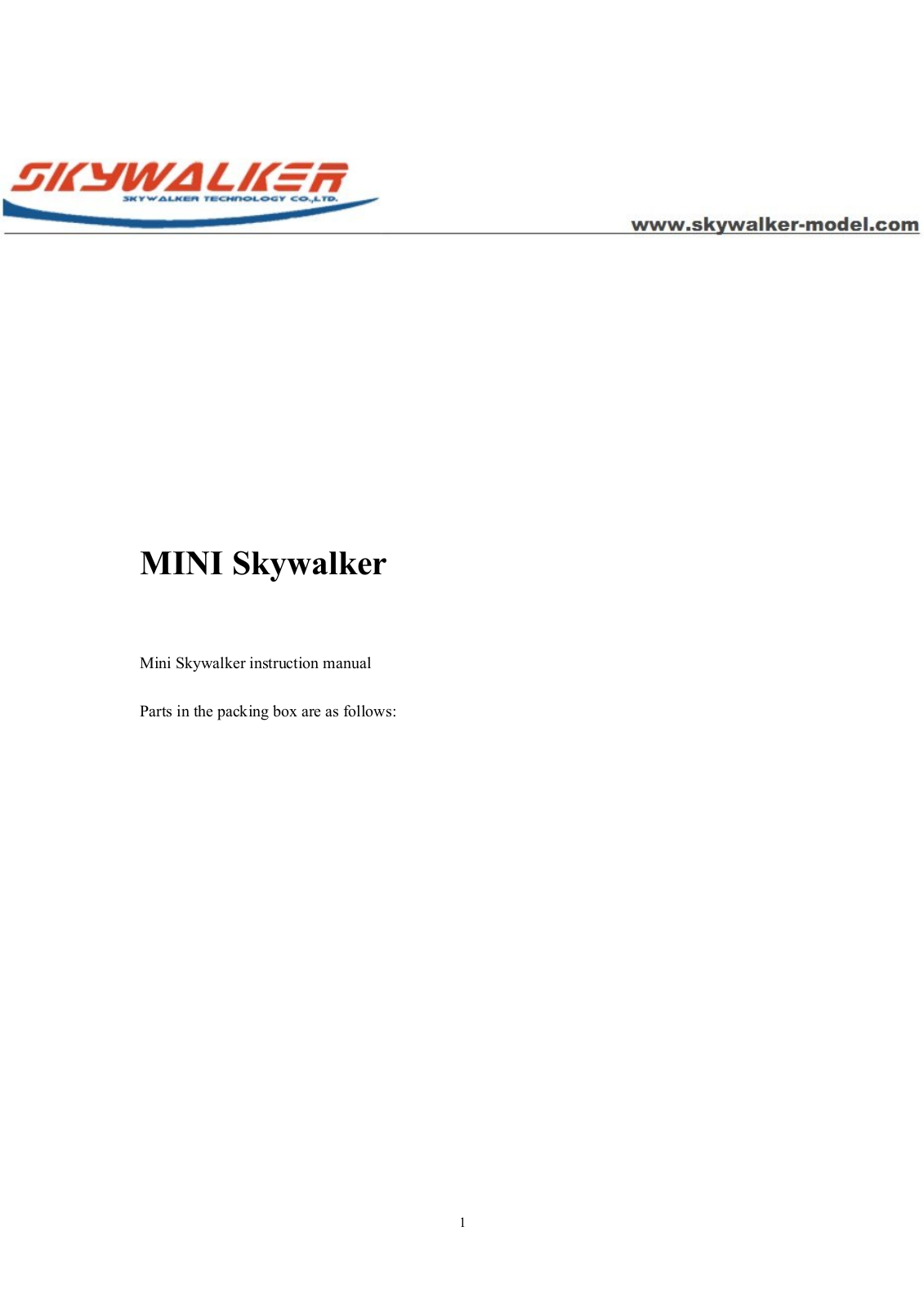 Skywalker Mini Skywalker User guide - ManualMachine.com