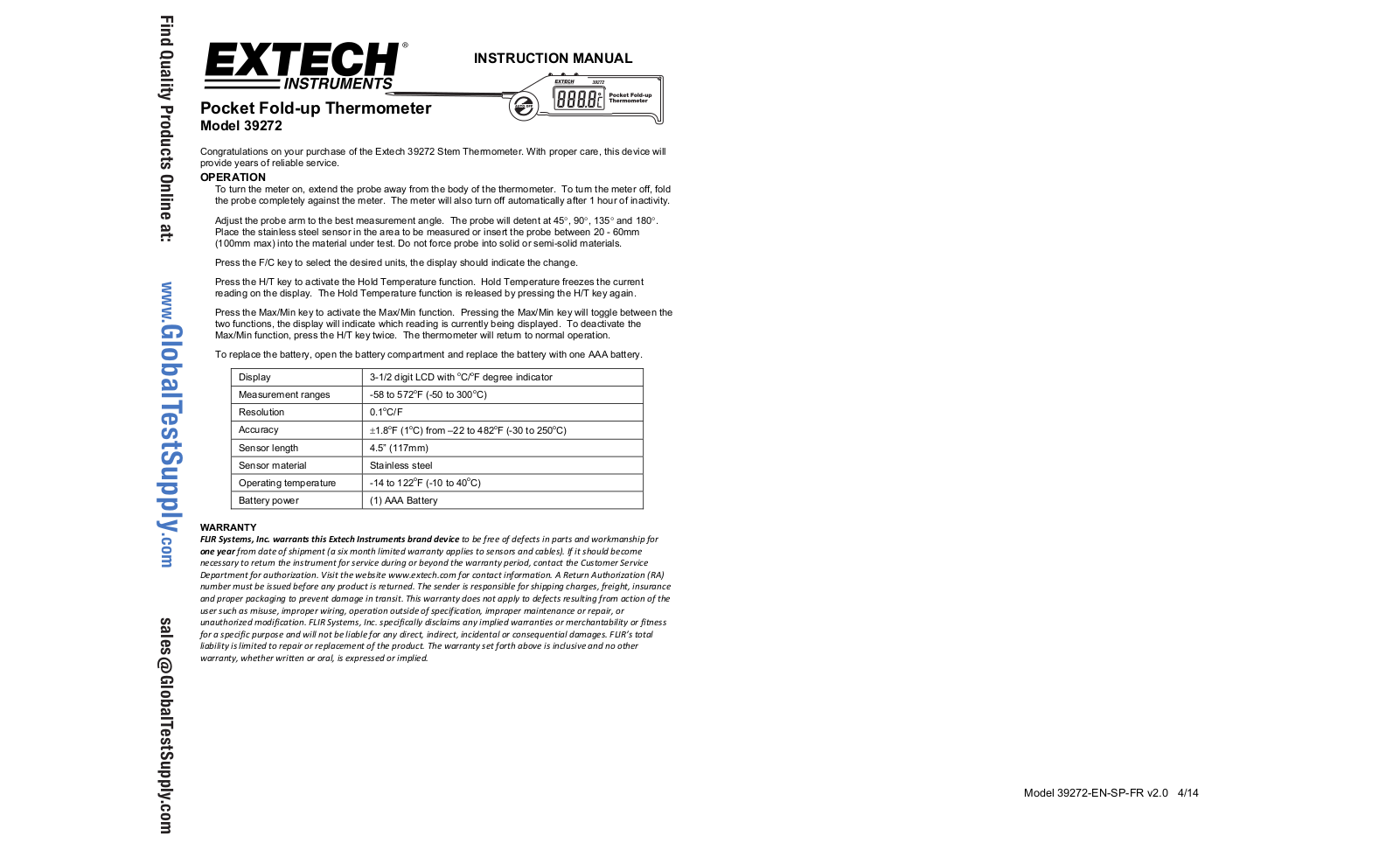 Extech Instruments 39272 User manual - ManualMachine.com