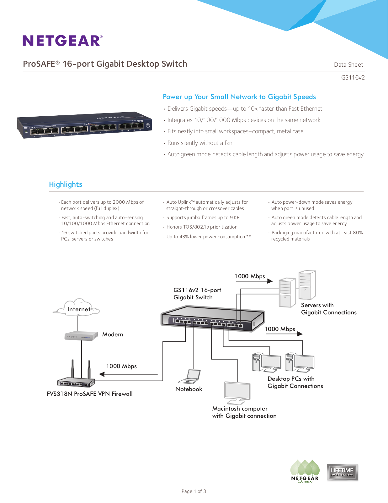 Netgear GS116 User Manual