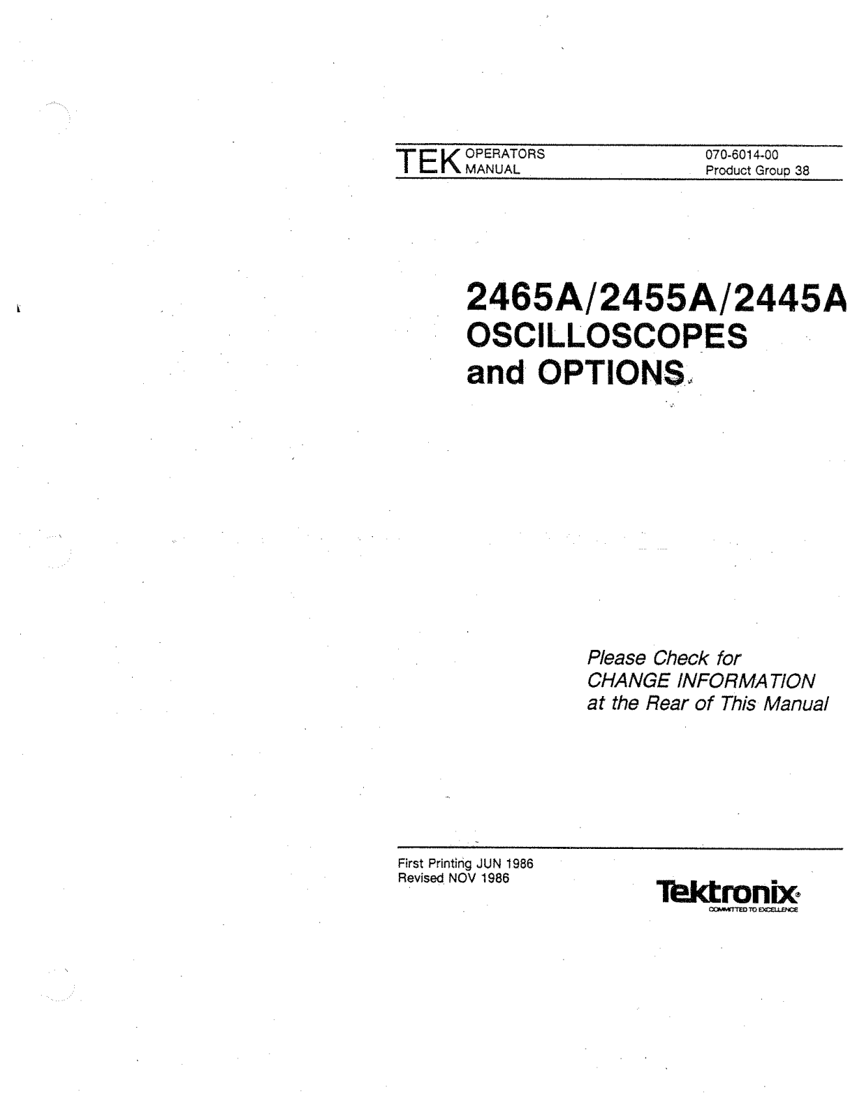 Tektronix 2445A, 2455A, 2465A User Manual