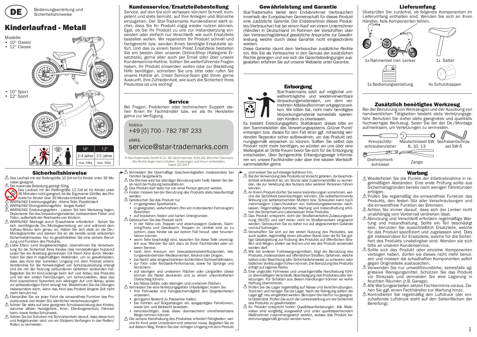 Bikestar 10 Classic, 12 Classic User Guide